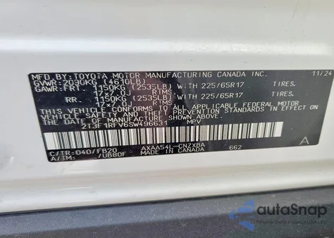 2025 Toyota Rav4 Le from USA, damaged, VIN 2T3F1RFV6SW496631